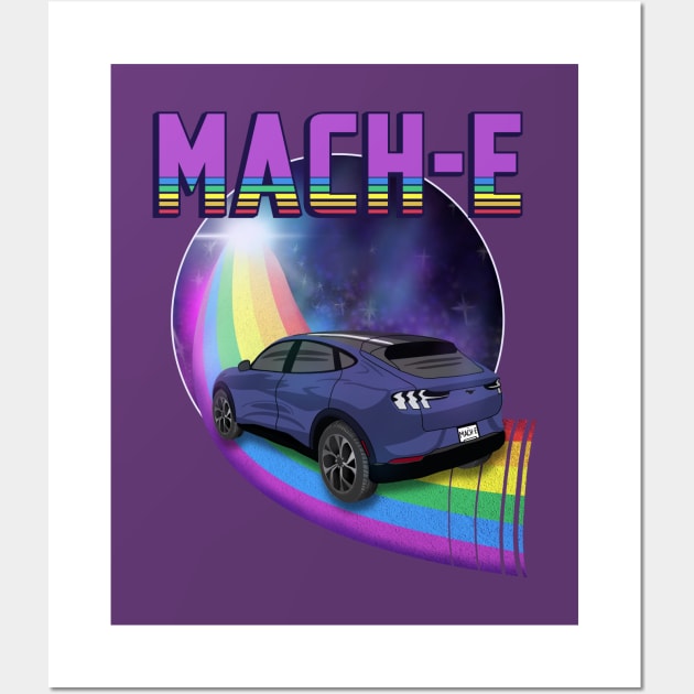 Mach-E Rides the Rainbow Galaxy in Infinite Blue Wall Art by zealology